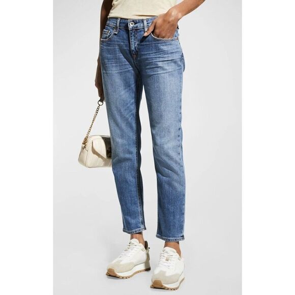 Rag & Bone The Dre Medium Wash Jeans Size 28 Low Rise Slim Ankle Color Cannon - Picture 1 of 16